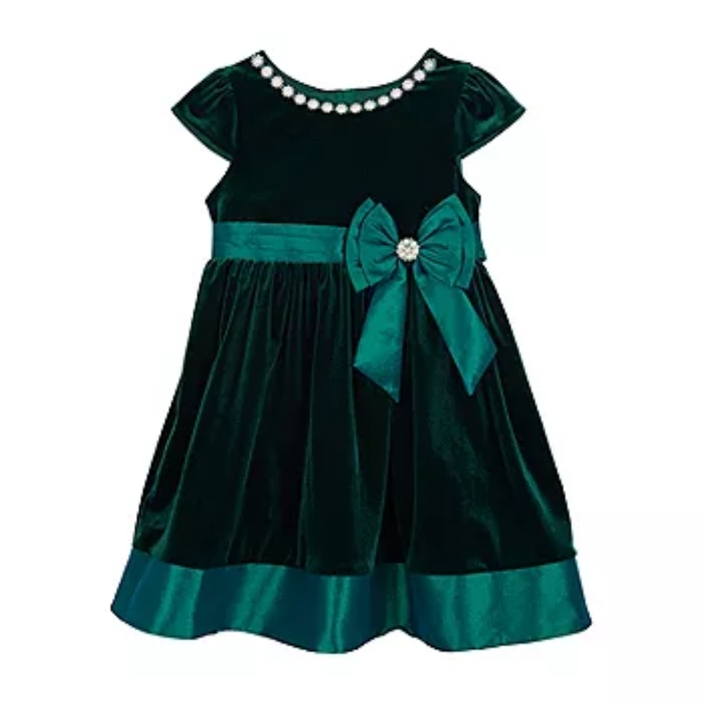 Rare Editions 3T Toddler Girls Velvet emerald Green Holiday Dress